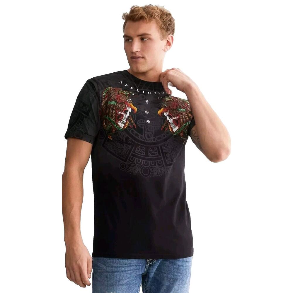 Affliction Black Label Live Fast Skull Black Gothic Men's T-shirt Size XL